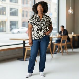 Rose & Olive- 2X- Euc- Zebra Print Women's Top